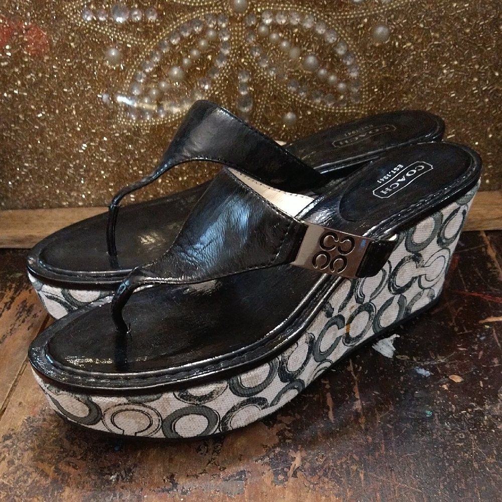 Coach Black And Grey Wedges